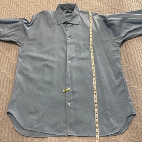 Burberry blue micro plaid button down size 17.5 - Picture 7 of 7